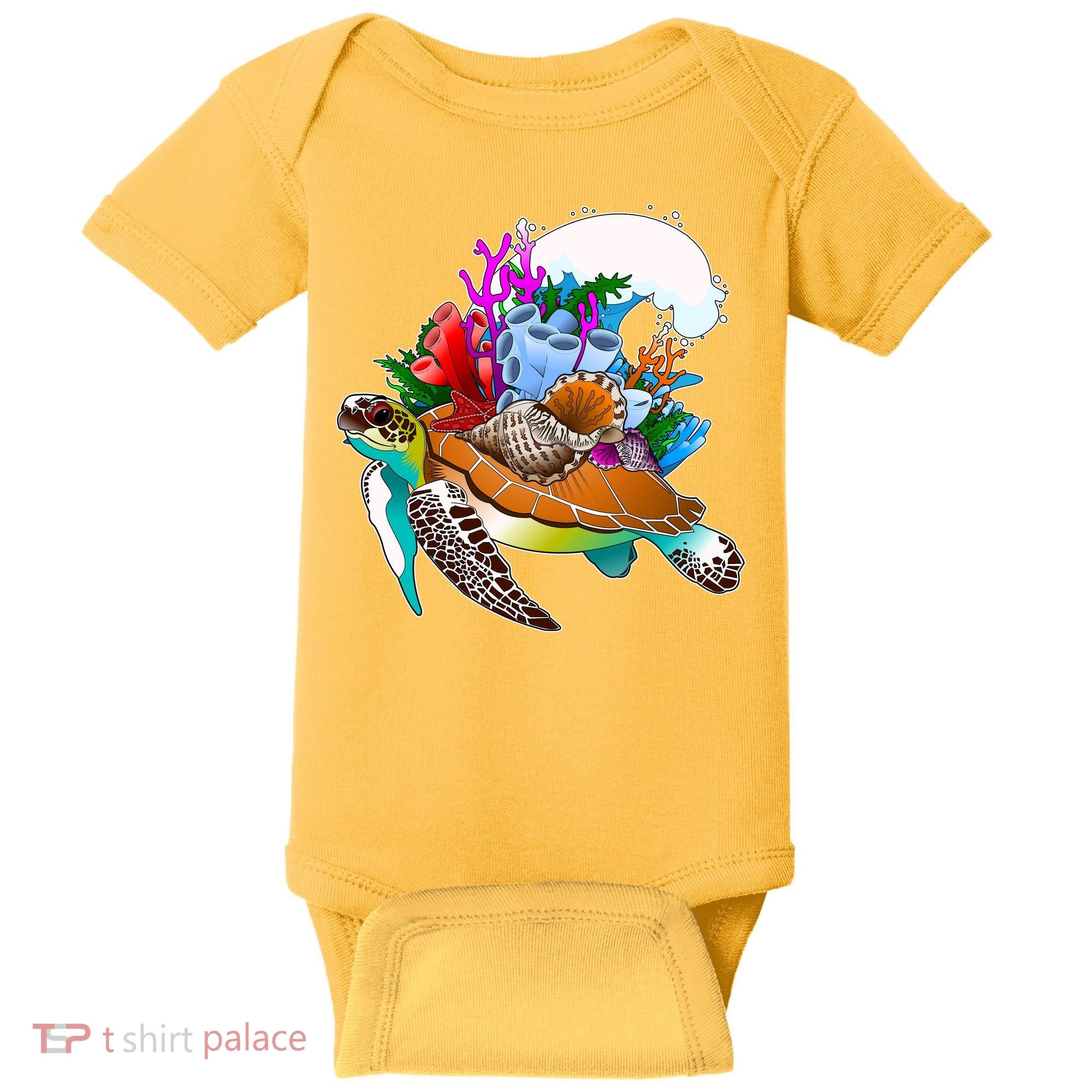 Cool Sea Turtle Ocean Life Baby Bodysuit