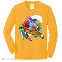 Cool Sea Turtle Ocean Life Kids Long Sleeve Shirt thumb 0