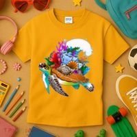 Cool Sea Turtle Ocean Life Kids T-Shirt thumb 3
