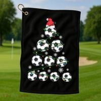 Christmas Soccer Tree Holiday Gift Sport Lover Soccer Player Great Gift Golf Towel thumb 1