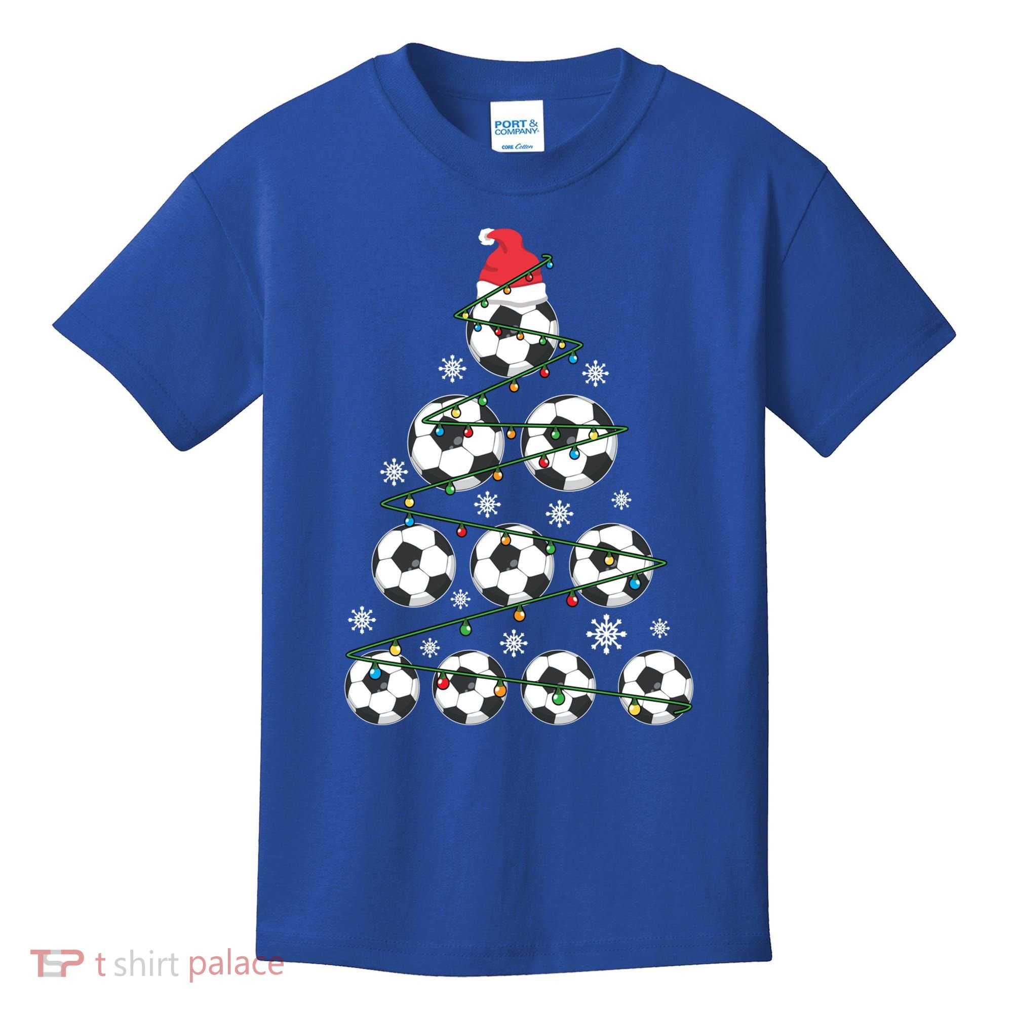Christmas Soccer Tree Holiday Gift Sport Lover Soccer Player Great Gift Kids T-Shirt