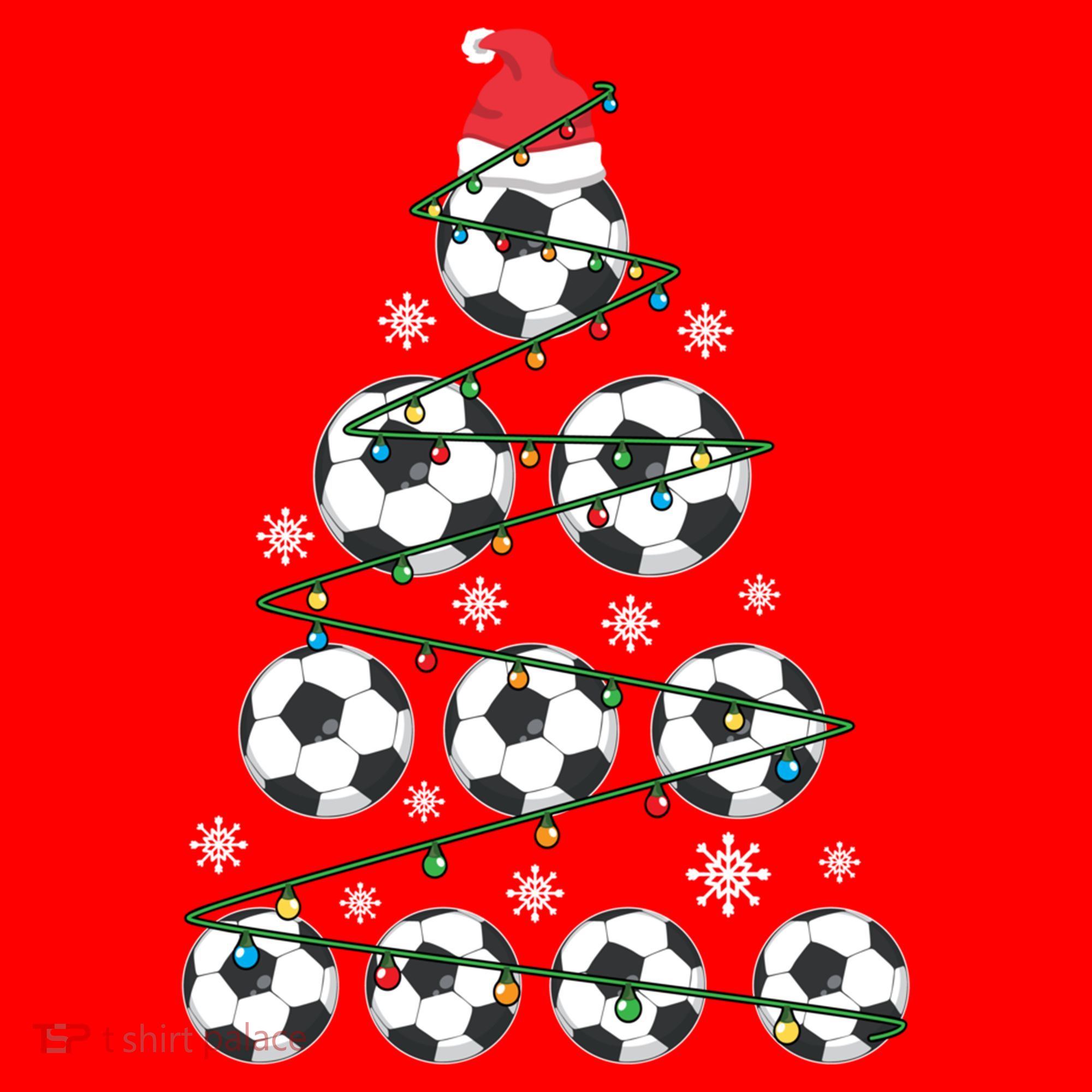 Christmas Soccer Tree Holiday Gift Sport Lover Soccer Player Great Gift Santa Hat