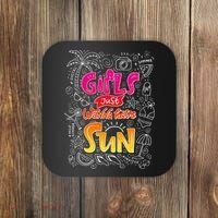 Cute Summer Time Girls Just Wanna Have Sun Coaster thumb 0