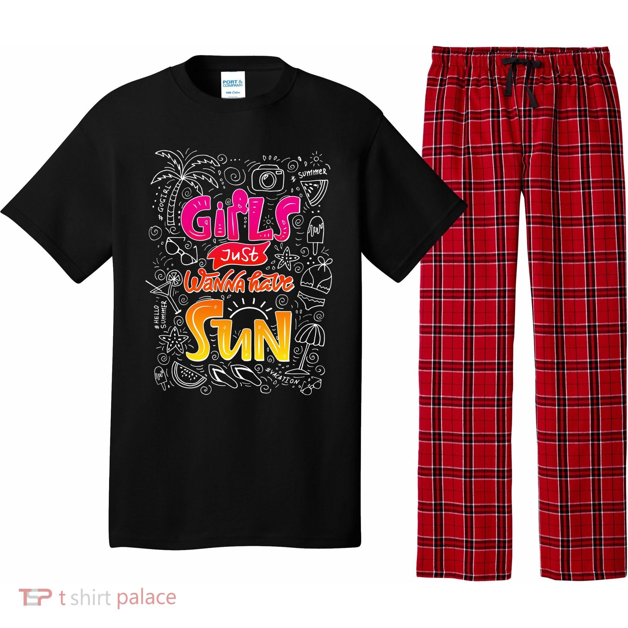 Cute Summer Time Girls Just Wanna Have Sun Pajama Set