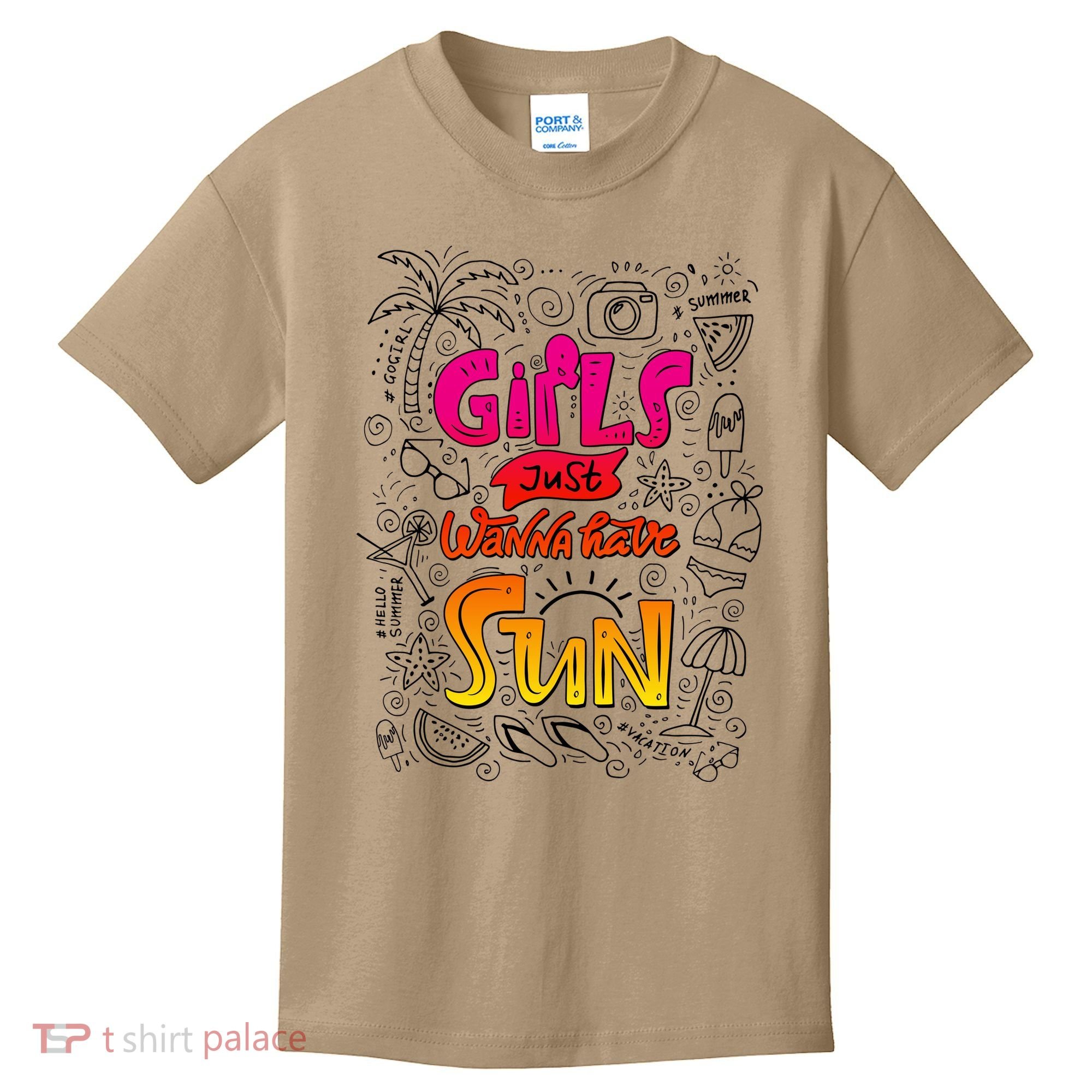 Cute Summer Time Girls Just Wanna Have Sun Kids T-Shirt
