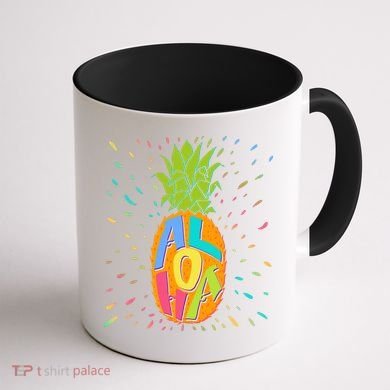 Colorful Summer Time Hawaiian Aloha Pineapple Coffee Mug back