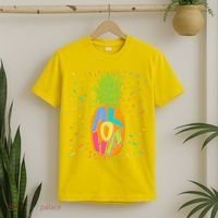 Colorful Summer Time Hawaiian Aloha Pineapple T-Shirt thumb 2