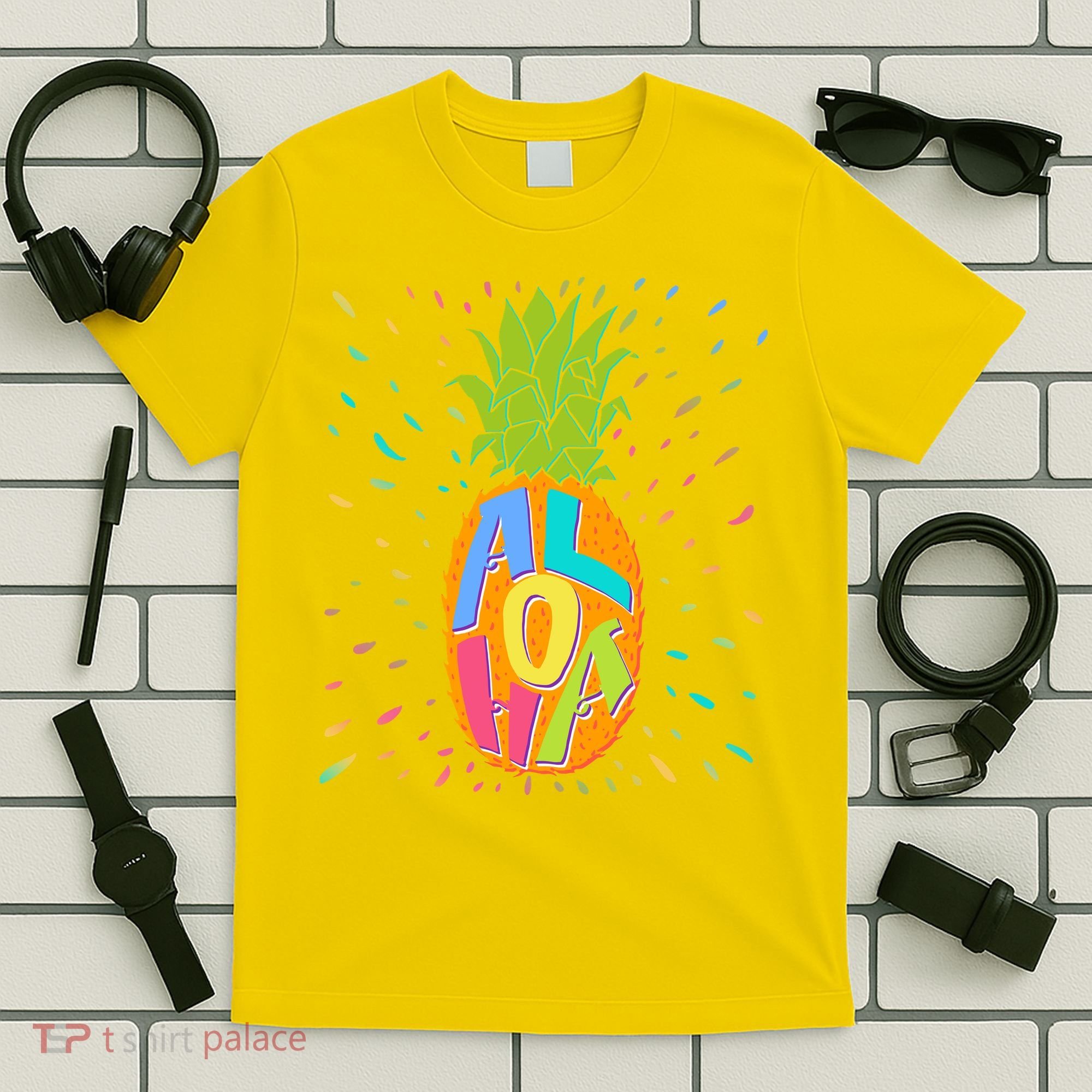 Colorful Summer Time Hawaiian Aloha Pineapple T-Shirt