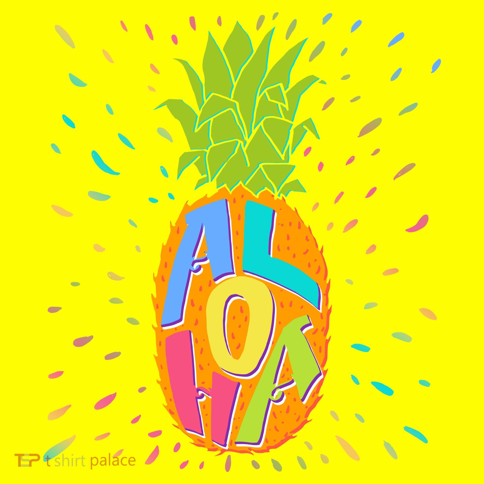 Colorful Summer Time Hawaiian Aloha Pineapple T-Shirt