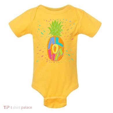 Colorful Summer Time Hawaiian Aloha Pineapple Baby Bodysuit