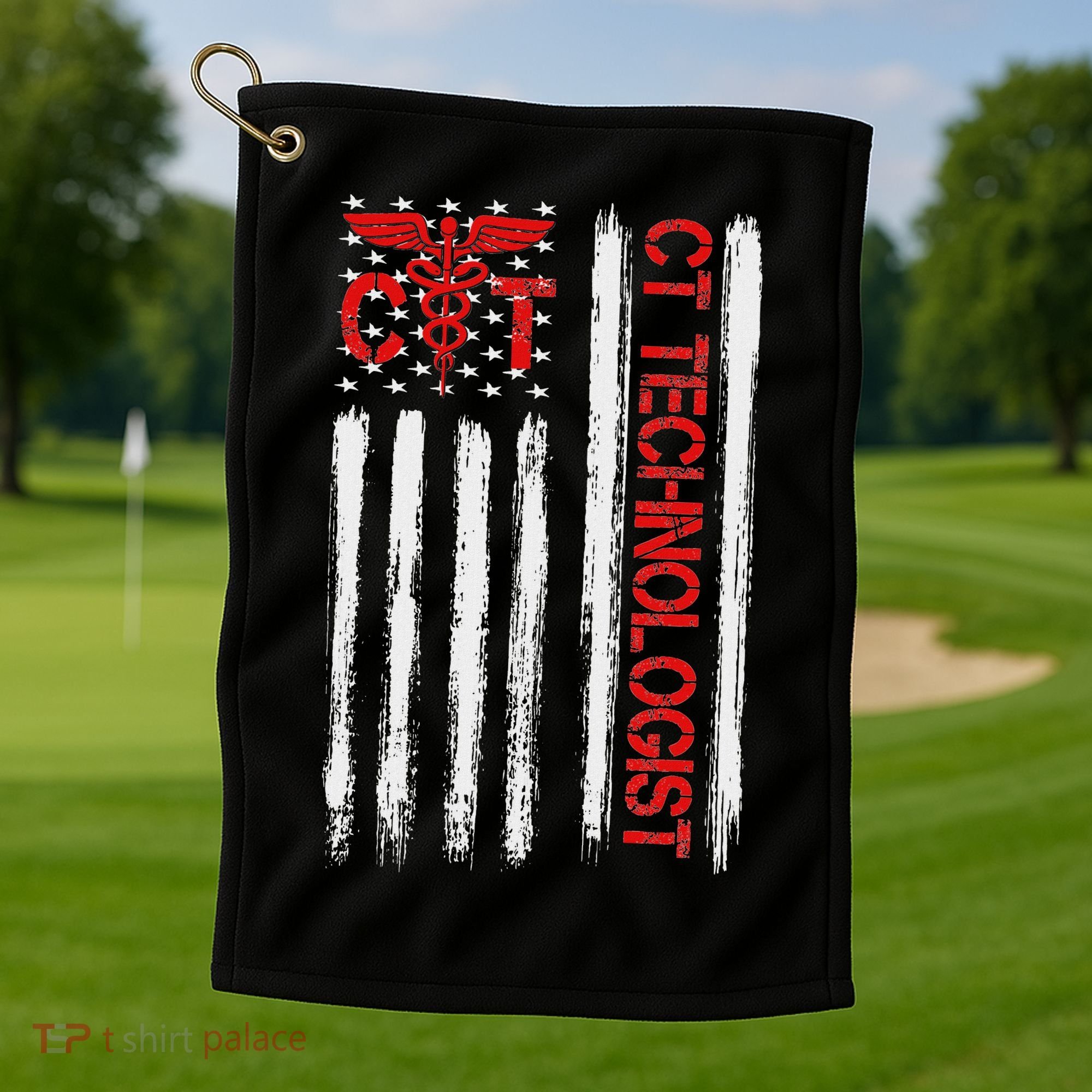 Ct Scan Technologist American Flag Patriotic Radiology Golf Towel
