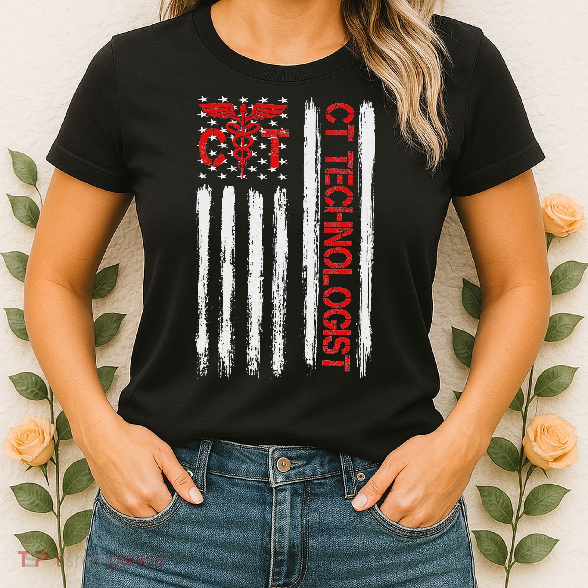 Ct Scan Technologist American Flag Patriotic Radiology Women's T-Shirt