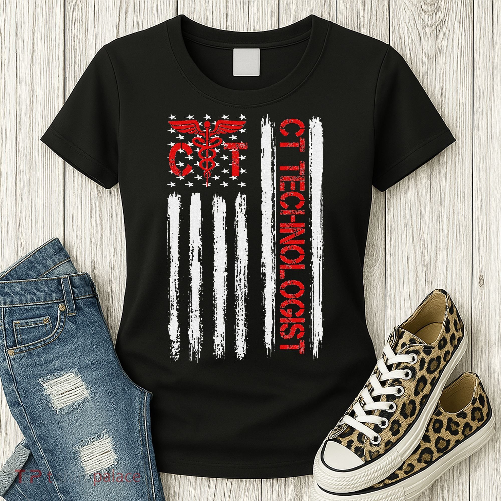 Ct Scan Technologist American Flag Patriotic Radiology Women's T-Shirt