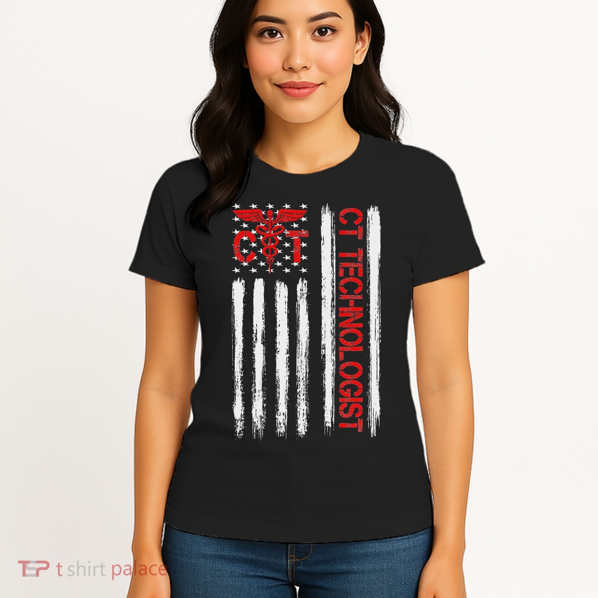 Ct Scan Technologist American Flag Patriotic Radiology Women's T-Shirt