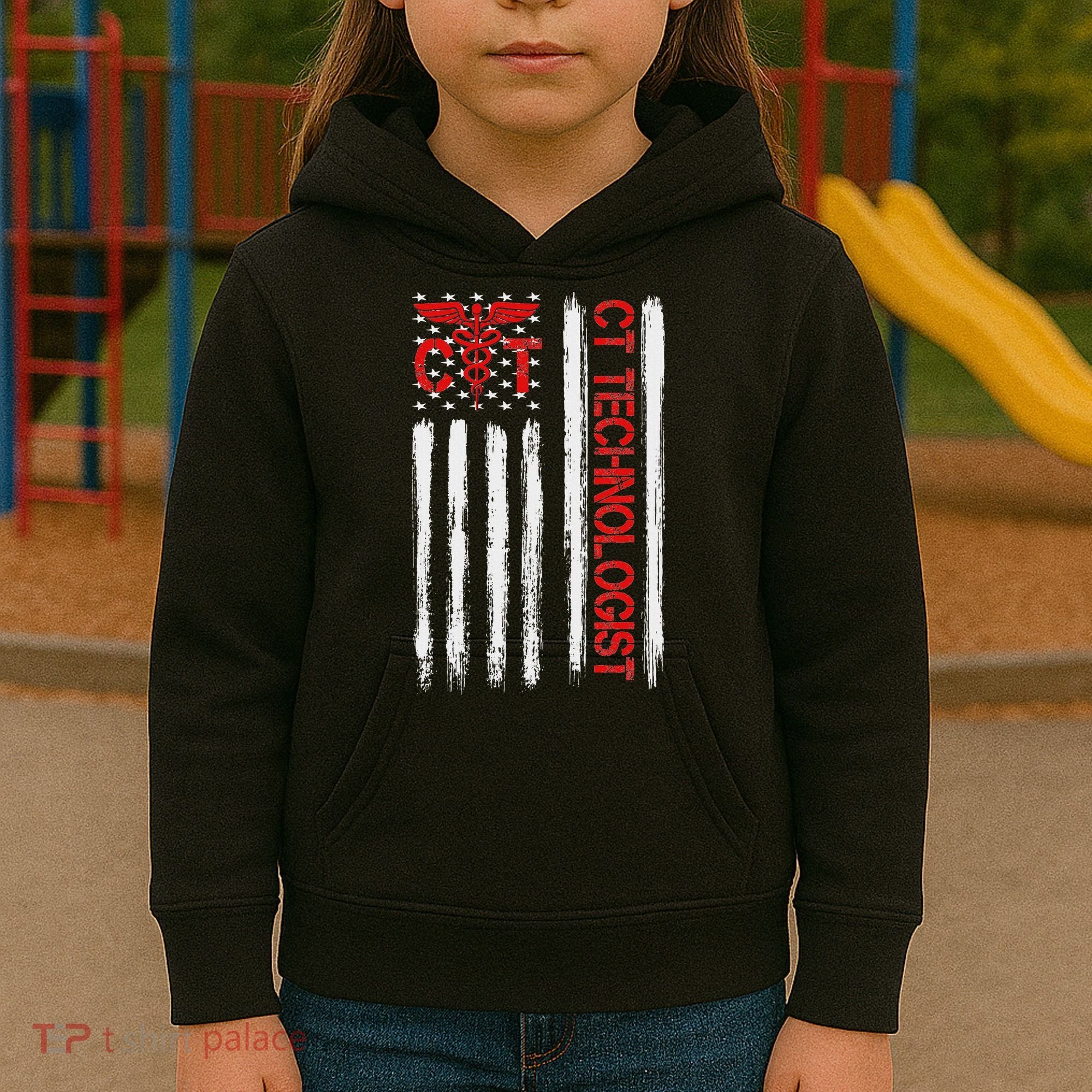 Ct Scan Technologist American Flag Patriotic Radiology Kids Hoodie