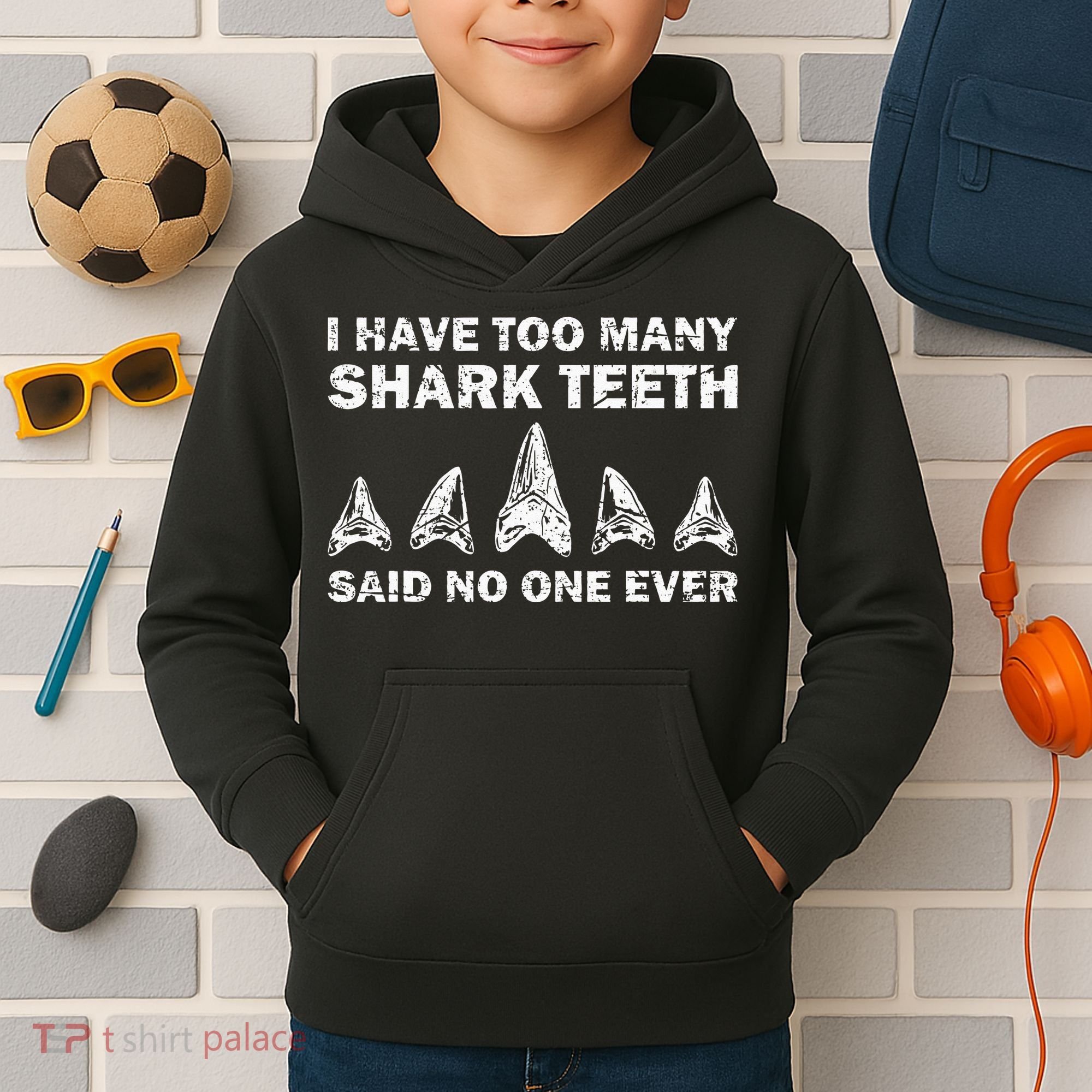 Cool Shark Teeth Collector Gift Funny Shark Teeth Hunting Kids Hoodie