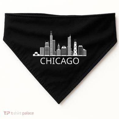 Chicago Skyline Throwback Design Classic USA-Made Doggie Bandana