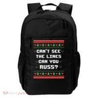 Cant See The Lines Can You Russ Ugly Christmas Backpack thumb 0