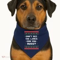 Cant See The Lines Can You Russ Ugly Christmas USA-Made Doggie Bandana thumb 1