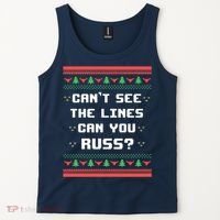 Cant See The Lines Can You Russ Ugly Christmas Tank Top thumb 2