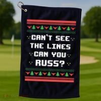 Cant See The Lines Can You Russ Ugly Christmas Golf Towel thumb 1