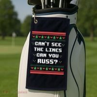 Cant See The Lines Can You Russ Ugly Christmas Golf Towel thumb 2