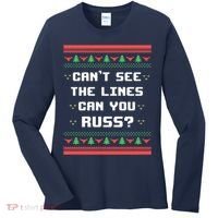 Cant See The Lines Can You Russ Ugly Christmas Women's Long Sleeve Shirt thumb 0