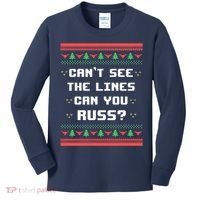 Cant See The Lines Can You Russ Ugly Christmas Kids Long Sleeve Shirt thumb 0