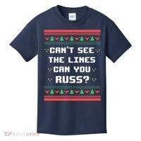 Cant See The Lines Can You Russ Ugly Christmas Kids T-Shirt thumb 0