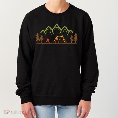 Camping Site Tent Trees Mountain Minimalistic Camp Women's Sweatshirt