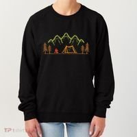Camping Site Tent Trees Mountain Minimalistic Camp Women's Sweatshirt thumb 0