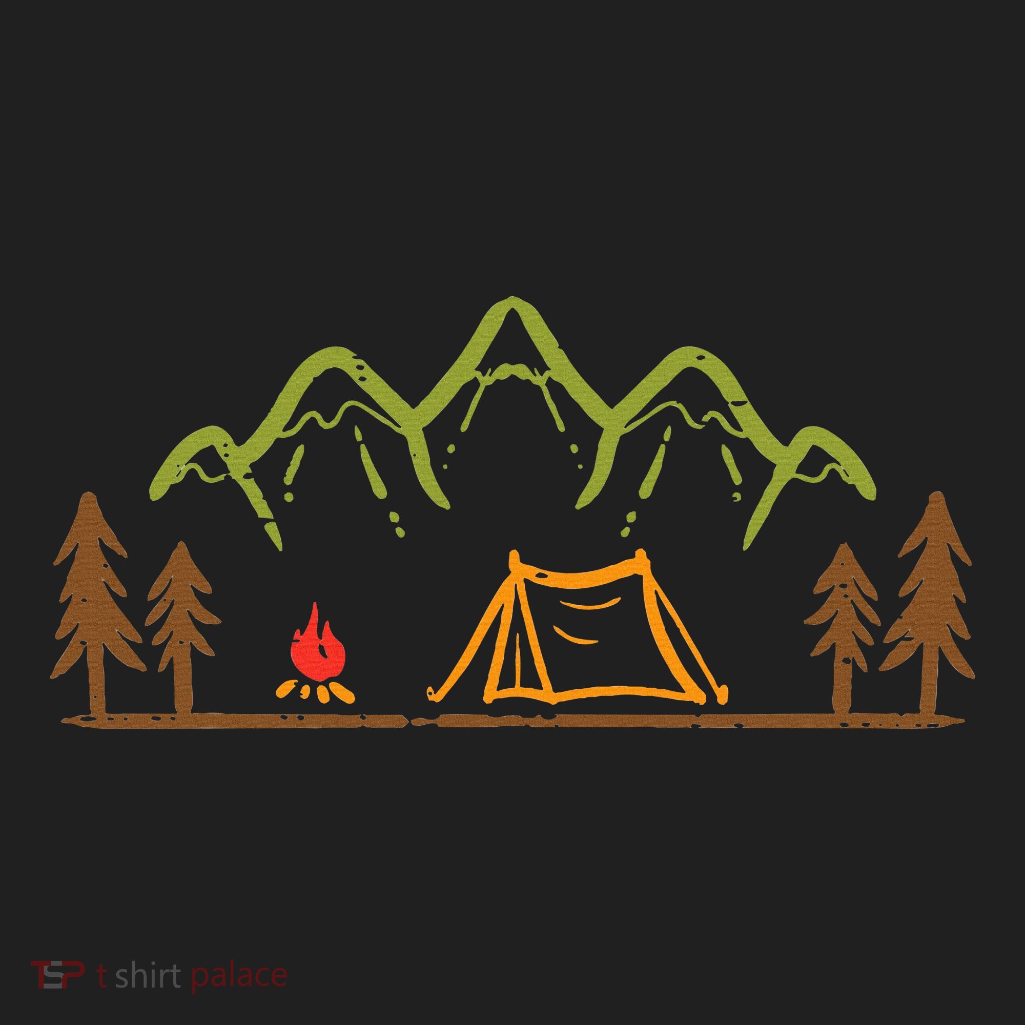 Camping Site Tent Trees Mountain Minimalistic Camp Women's Sweatshirt