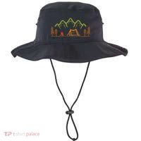 Camping Site Tent Trees Mountain Minimalistic Camp Bucket Hat thumb 0