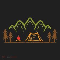 Camping Site Tent Trees Mountain Minimalistic Camp Beanie thumb 2