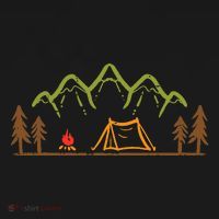 Camping Site Tent Trees Mountain Minimalistic Camp Pajama Set thumb 2