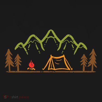 Camping Site Tent Trees Mountain Minimalistic Camp Tall Sweatshirt