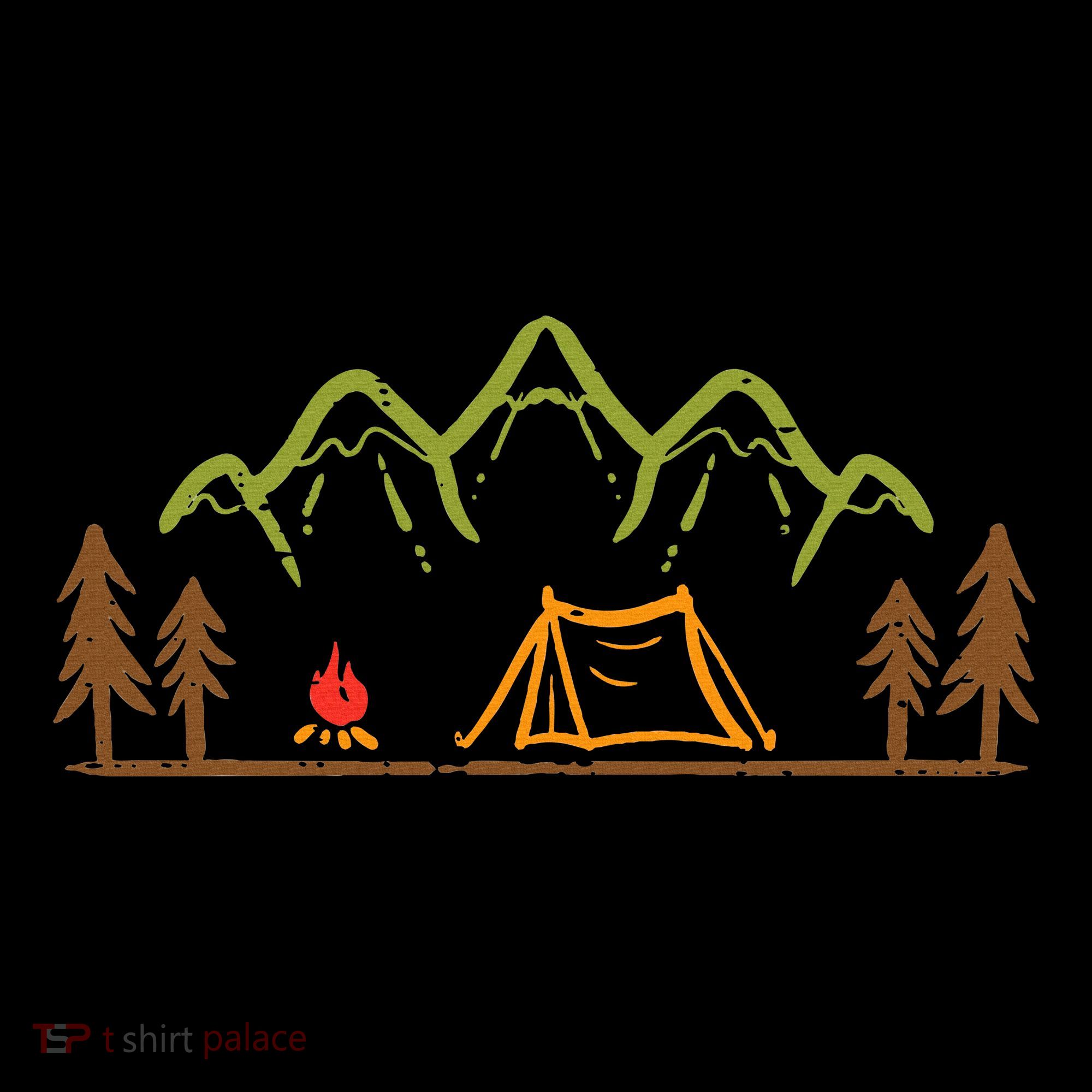 Camping Site Tent Trees Mountain Minimalistic Camp Baby Bodysuit