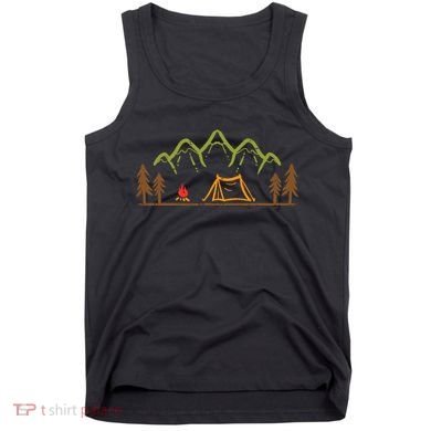 Camping Site Tent Trees Mountain Minimalistic Camp Tank Top