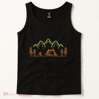 Camping Site Tent Trees Mountain Minimalistic Camp Tank Top thumb 2
