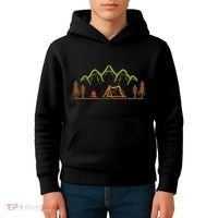 Camping Site Tent Trees Mountain Minimalistic Camp Kids Hoodie thumb 4