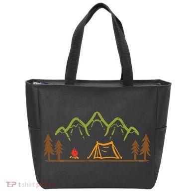Camping Site Tent Trees Mountain Minimalistic Camp Tote Bag