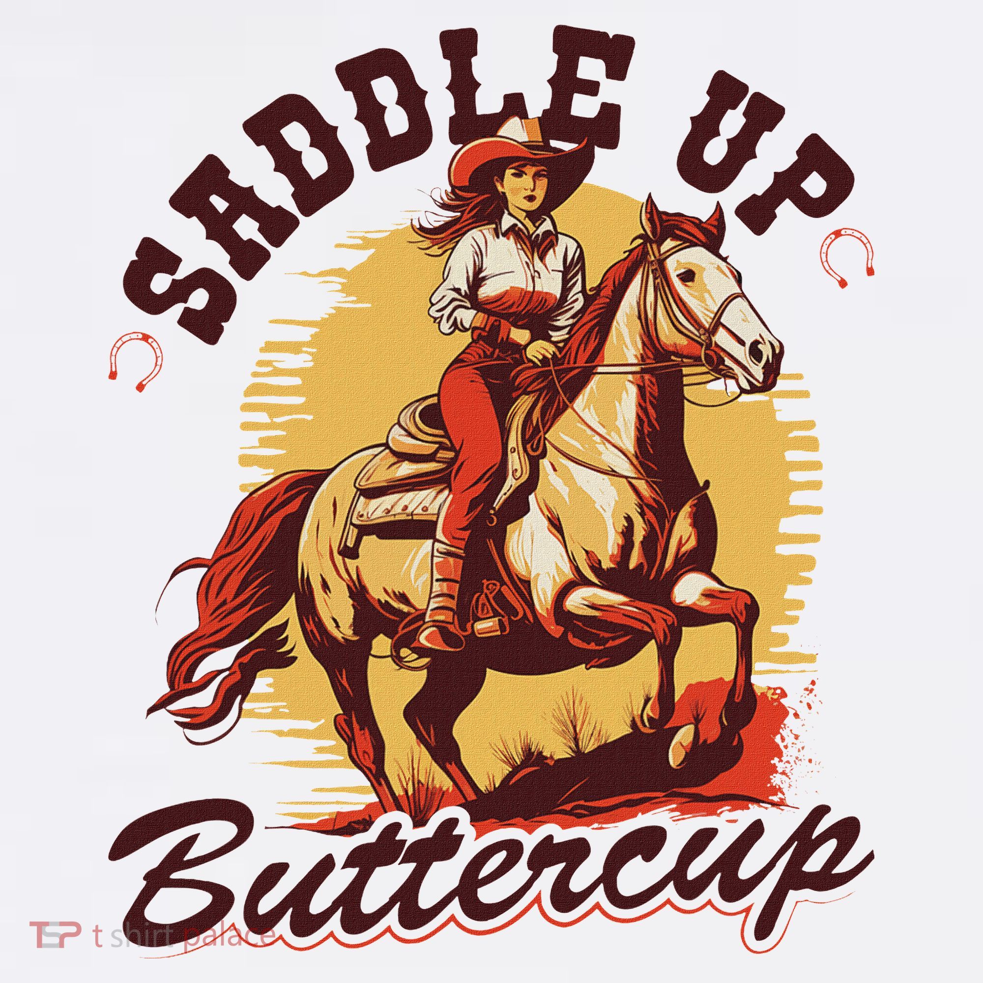 Country Saddle Up Buttercup Bronc Horse Riding Cowgirl Women's Tank Top
