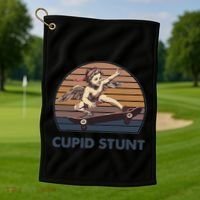 Cupid Stunt Unhinged Cringe Funny Inappropriate Embarrassing Gift Golf Towel thumb 1