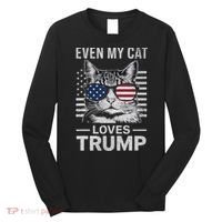 Cat Sunglasses Usa Flag Even My Cat Loves Trump Long Sleeve Shirt thumb 0