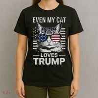 Cat Sunglasses Usa Flag Even My Cat Loves Trump T-Shirt thumb 4