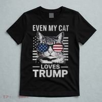 Cat Sunglasses Usa Flag Even My Cat Loves Trump T-Shirt thumb 5
