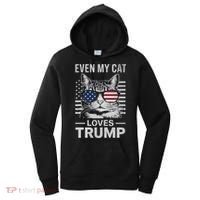 Cat Sunglasses Usa Flag Even My Cat Loves Trump Women's Hoodie thumb 0
