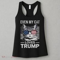 Cat Sunglasses Usa Flag Even My Cat Loves Trump Women's Tank Top thumb 3