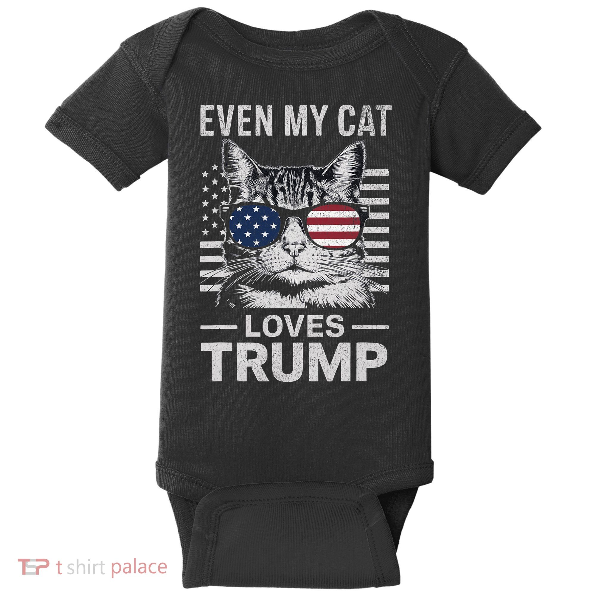 Cat Sunglasses Usa Flag Even My Cat Loves Trump Baby Bodysuit