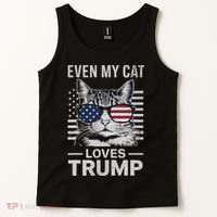 Cat Sunglasses Usa Flag Even My Cat Loves Trump Tank Top thumb 2
